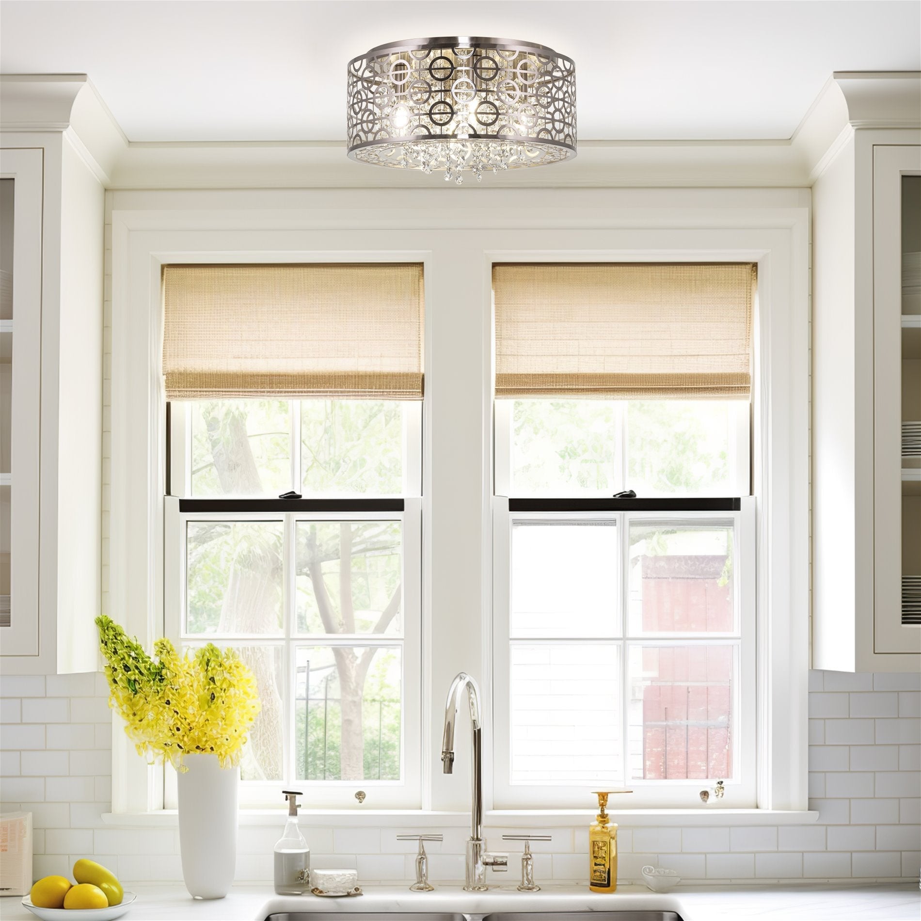 Brielle 15 Lampadario moderno ed elegante a 4 luci con cristalli a filo soffitto