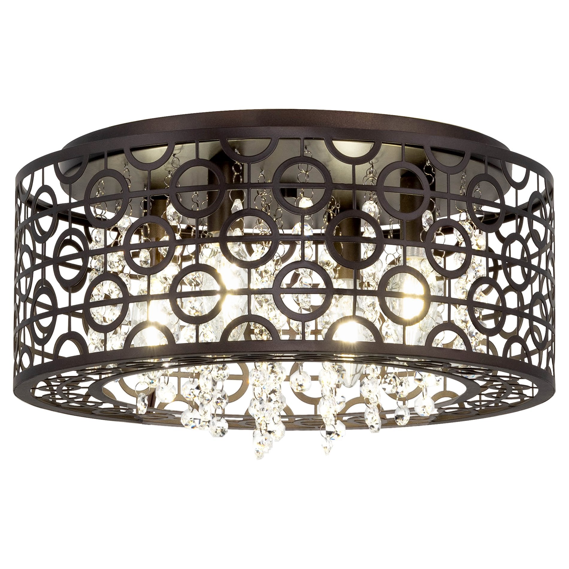 Lustre Brielle 15, moderne et chic, à 4 lumières et cristal, encastré.