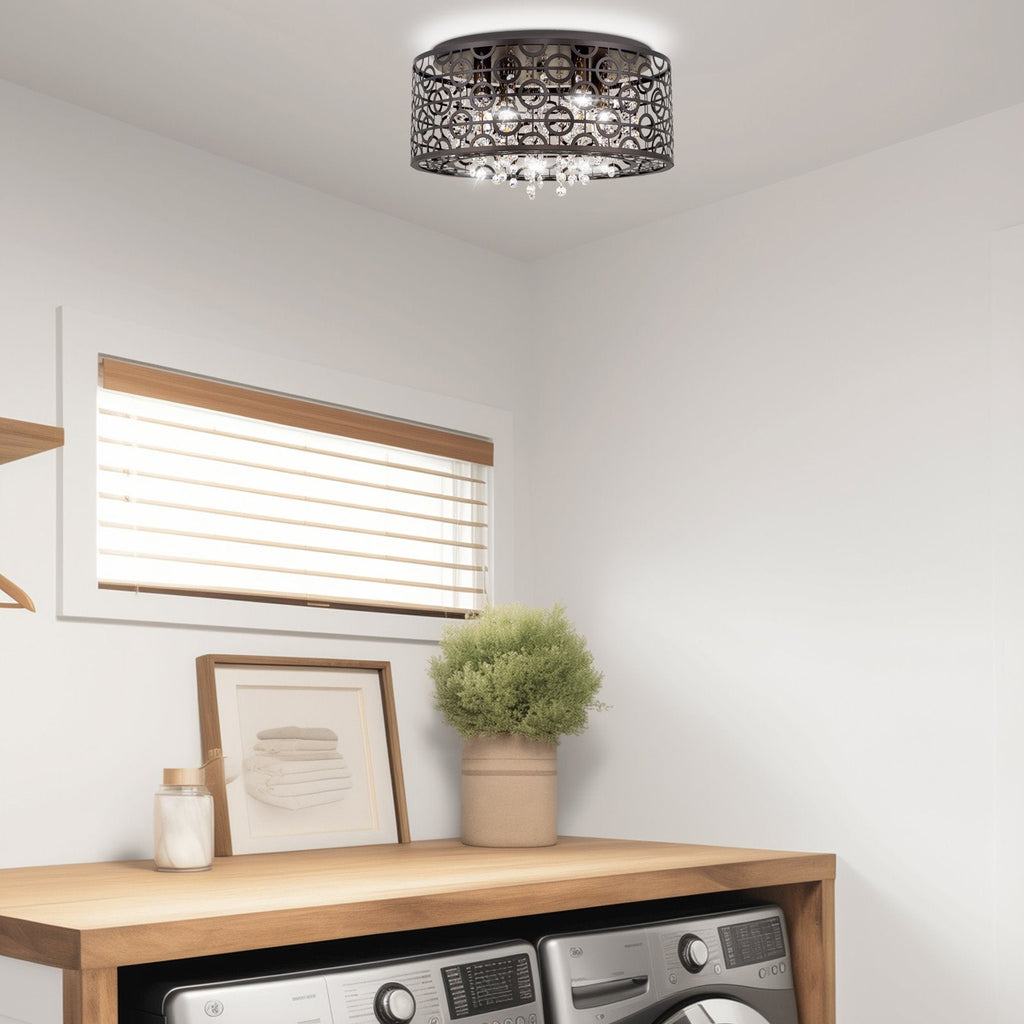 Lustre Brielle 15, moderne et chic, à 4 lumières et cristal, encastré.