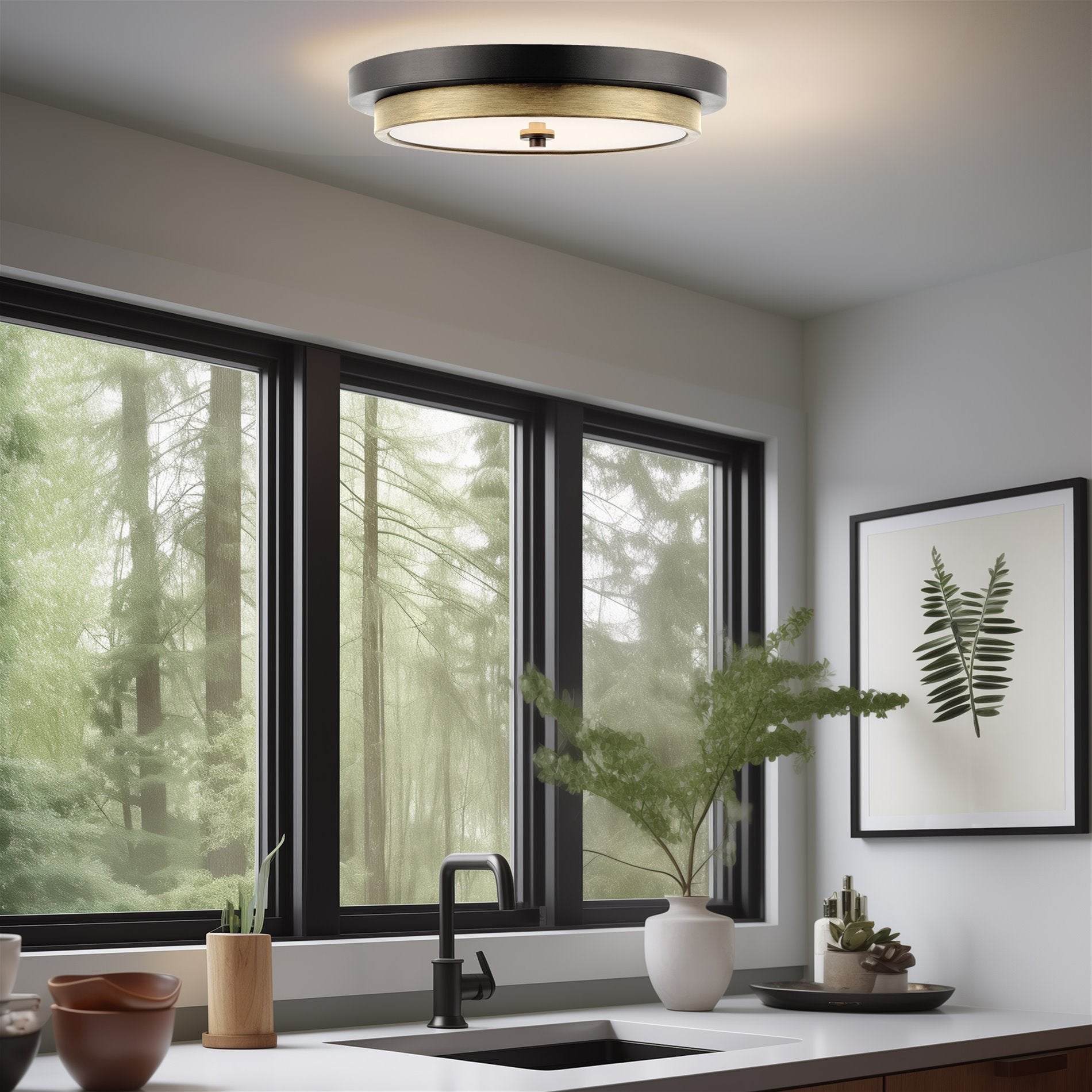 Plafonnier semi-encastré moderne Hermosa 14 à DEL intégrée de 24 W