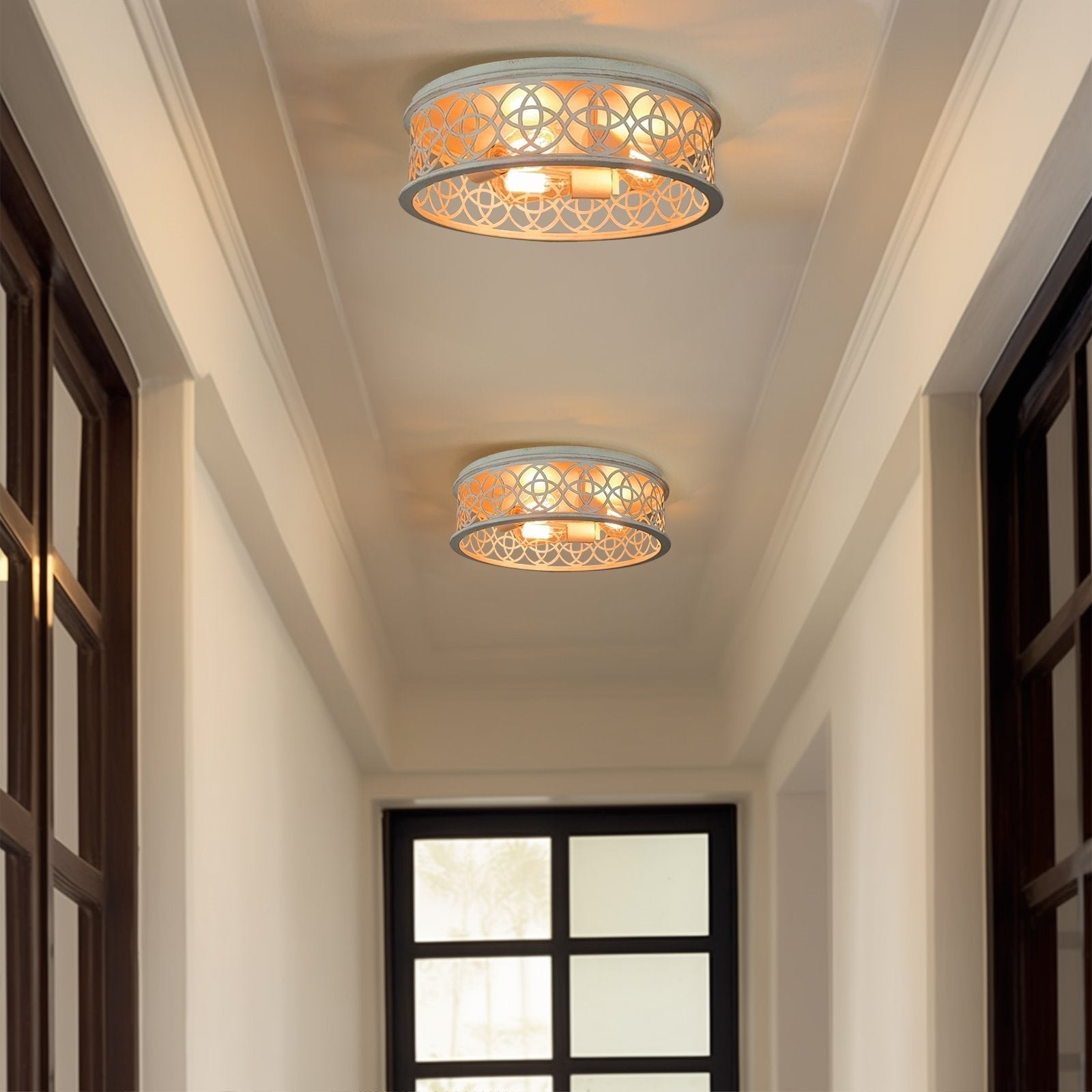 Plafonnier encastré rustique Blythe 17 à 3 lumières