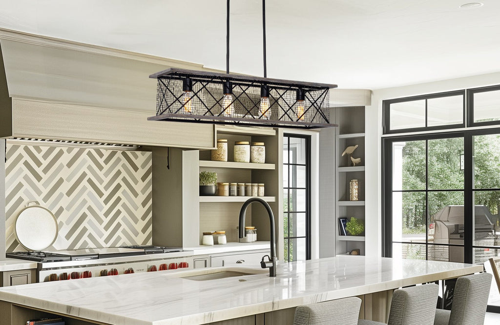 Luminaire pour îlot de cuisine de style ferme Brayden 34 à 4 lumières