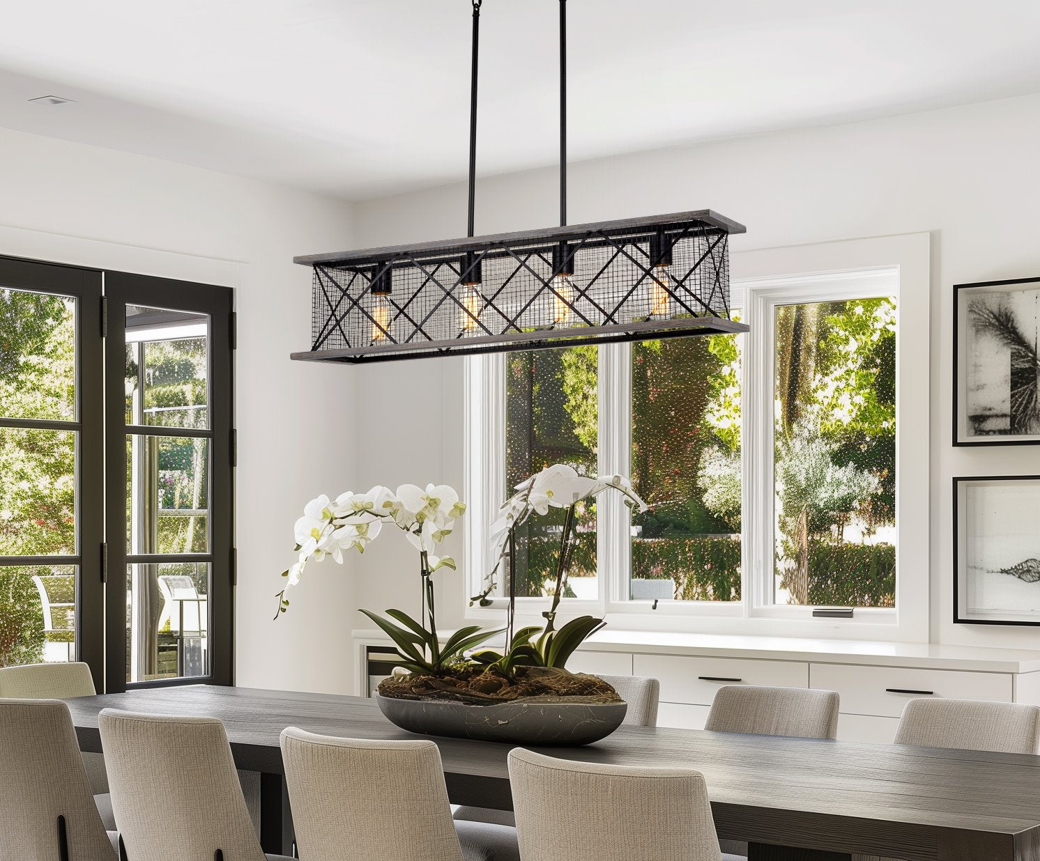 Luminaire pour îlot de cuisine de style ferme Brayden 34 à 4 lumières