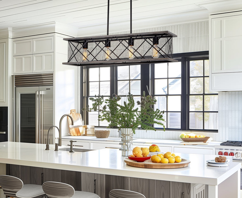 Luminaire pour îlot de cuisine de style ferme Brayden 34 à 4 lumières
