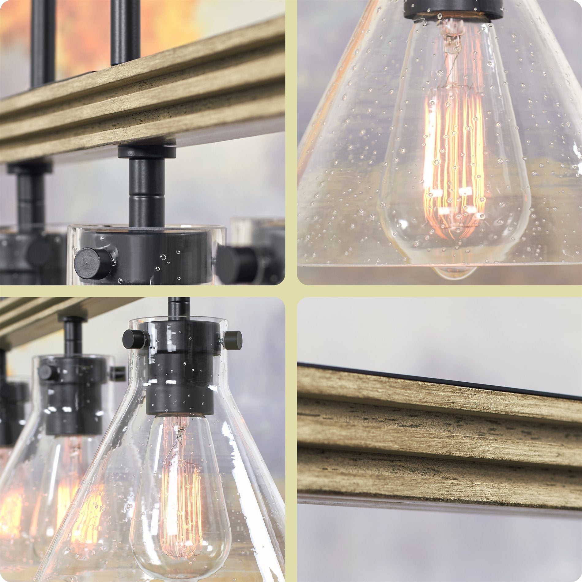 Luminaire Anza 33 à 4 lumières pour îlot de cuisine de style ferme