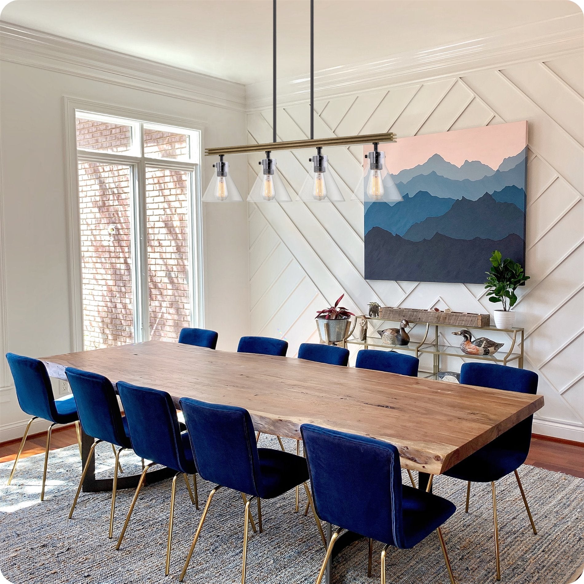 Luminaire Anza 33 à 4 lumières pour îlot de cuisine de style ferme