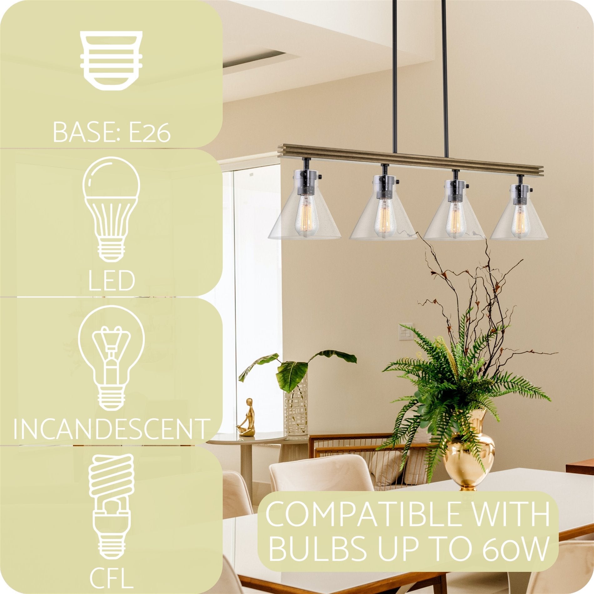 Luminaire Anza 33 à 4 lumières pour îlot de cuisine de style ferme