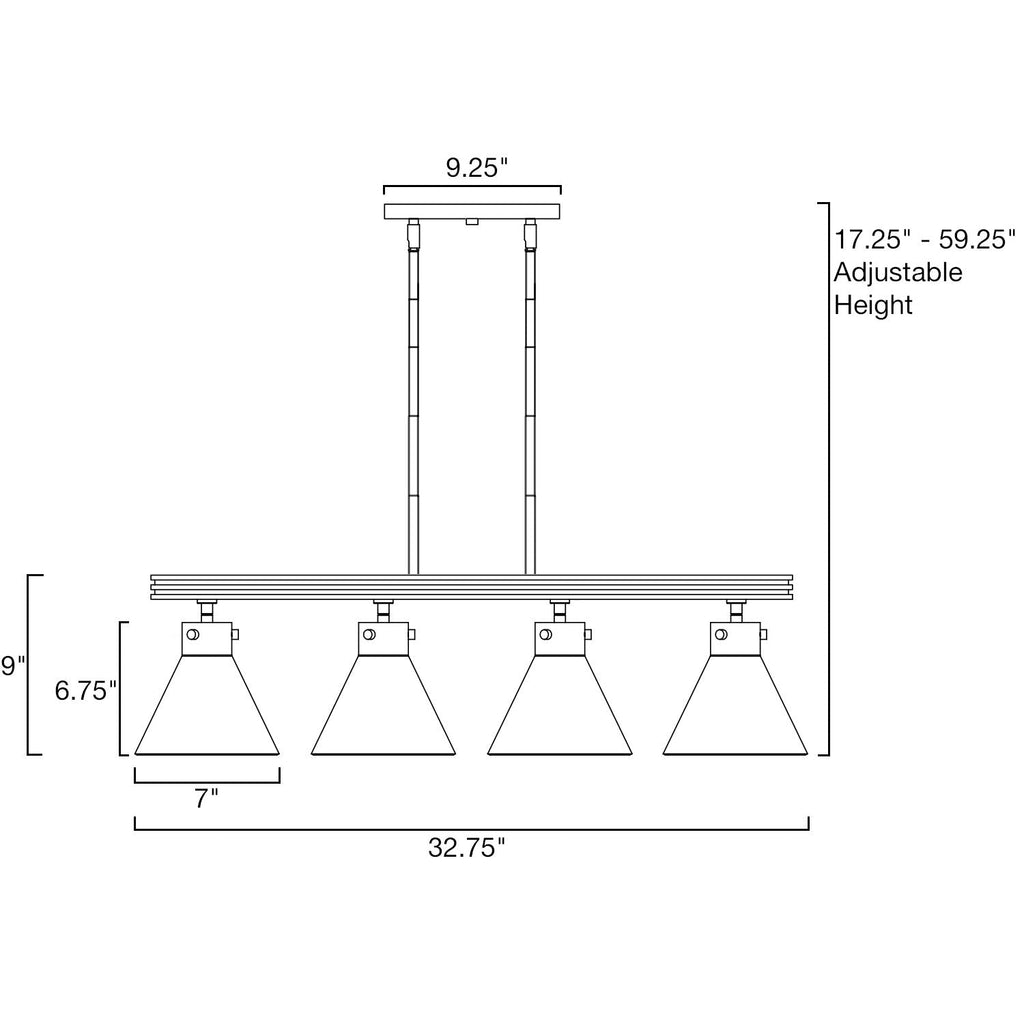 Luminaire Anza 33 à 4 lumières pour îlot de cuisine de style ferme