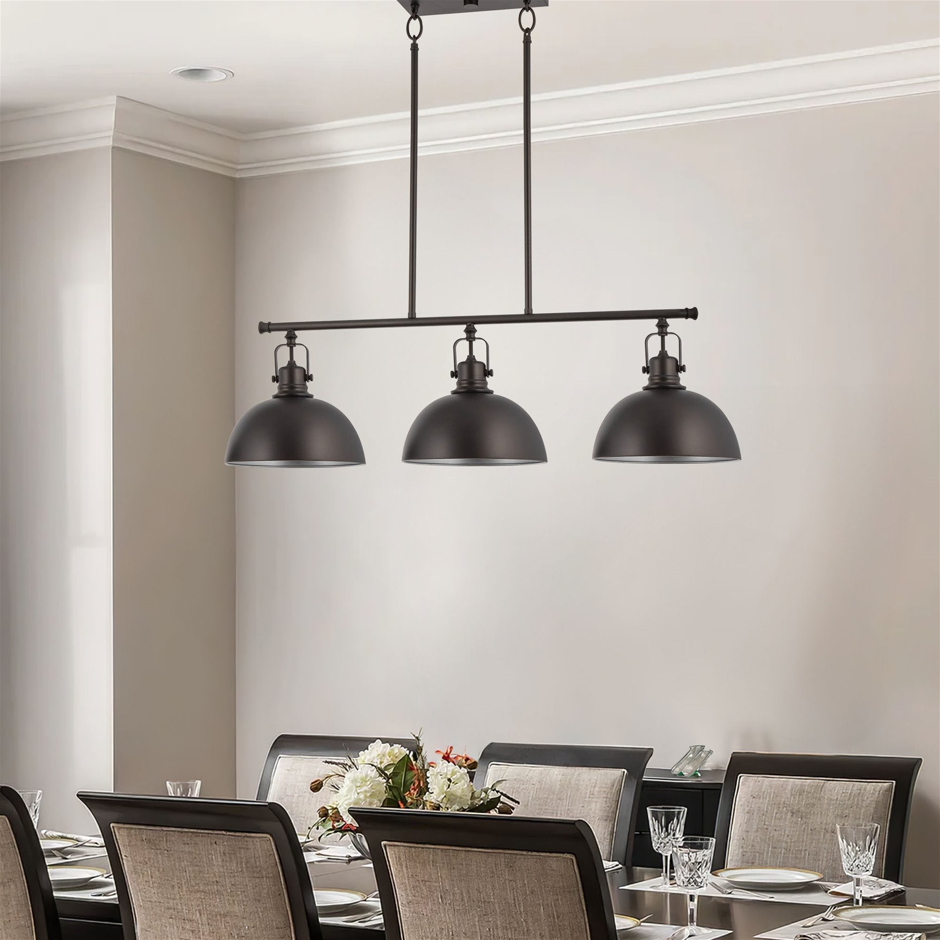 Belle 34, luminaire pour îlot de cuisine de style industriel moderne à 3 lumières