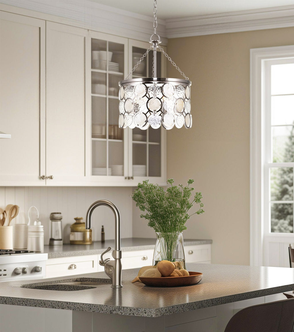 Lampadario a sospensione Estelle 18 Modern Chic a 3 luci con cristalli
