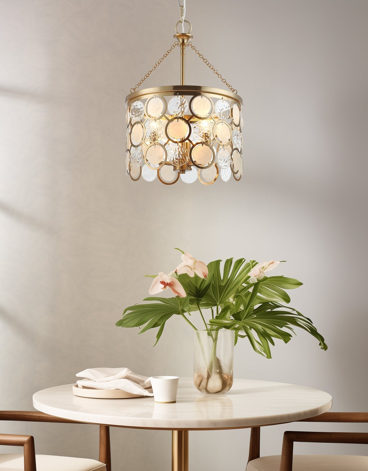 Lustre suspendu Estelle 18 à 3 lumières en cristal, style moderne chic