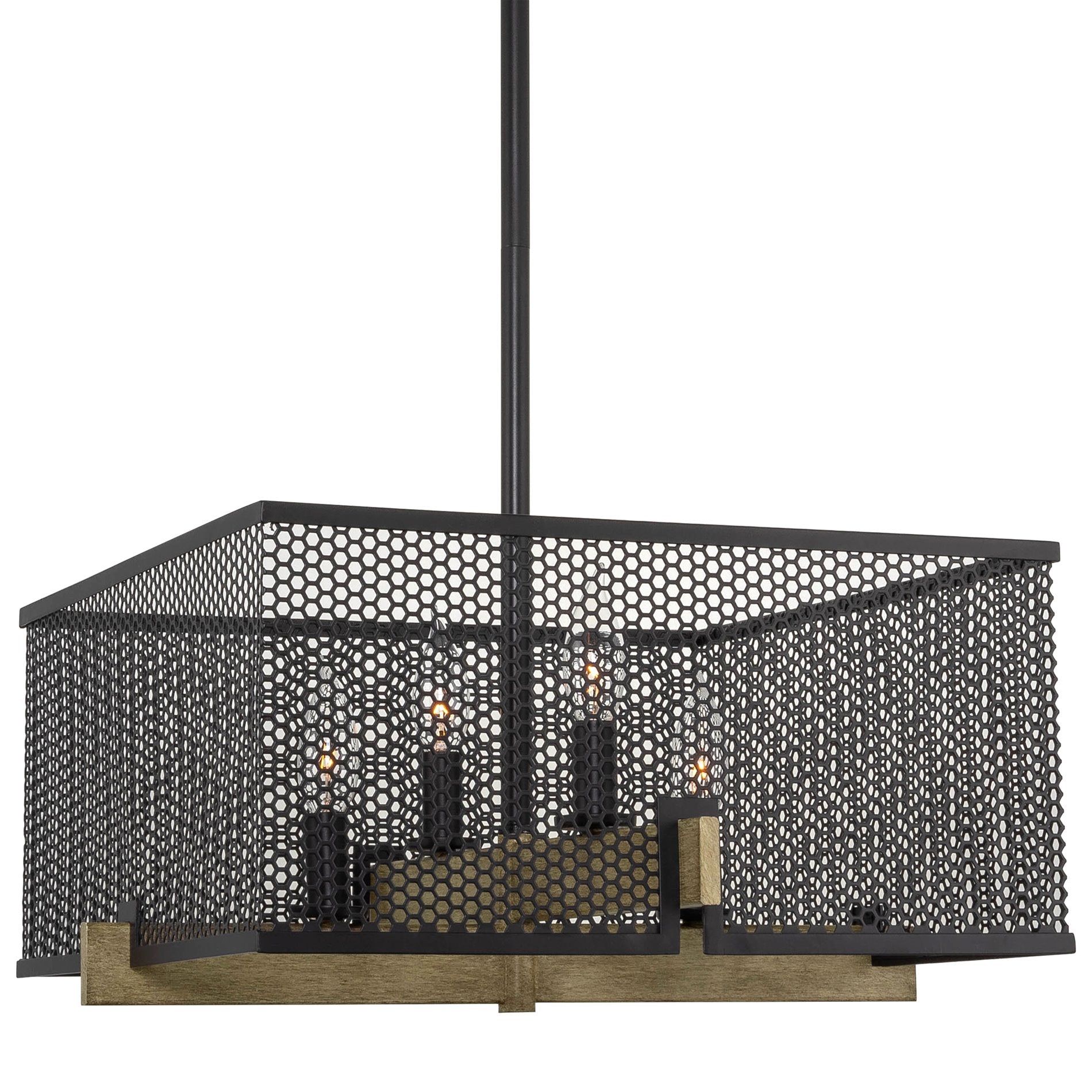 Lustre suspendu moderne Channing 28 à 4 lumières, style industriel et champêtre