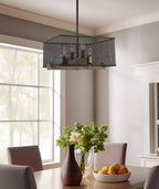 Lustre suspendu moderne Channing 28 à 4 lumières, style industriel et champêtre