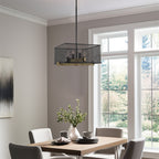 Lustre suspendu moderne Channing 28 à 4 lumières, style industriel et champêtre