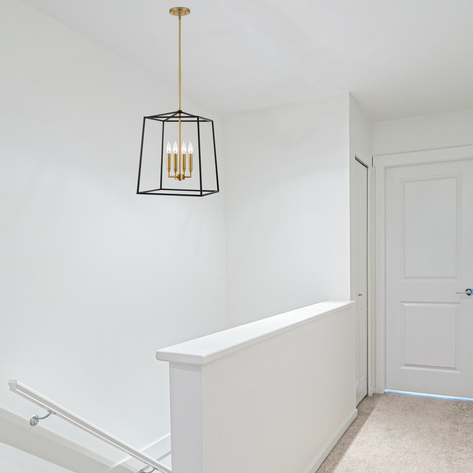Suspension lanterne moderne Bellevue 18 à 4 lumières de style ferme