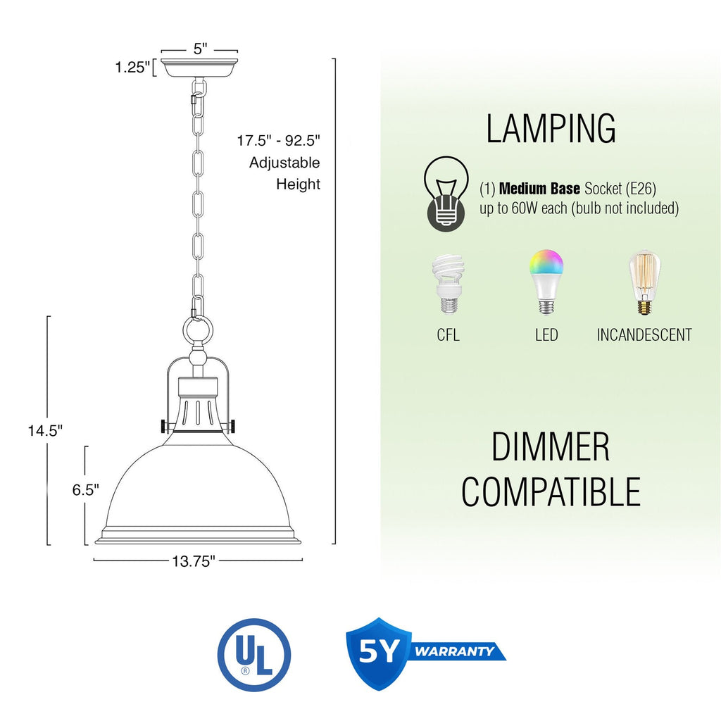 Suspension Belle 14 style industriel moderne