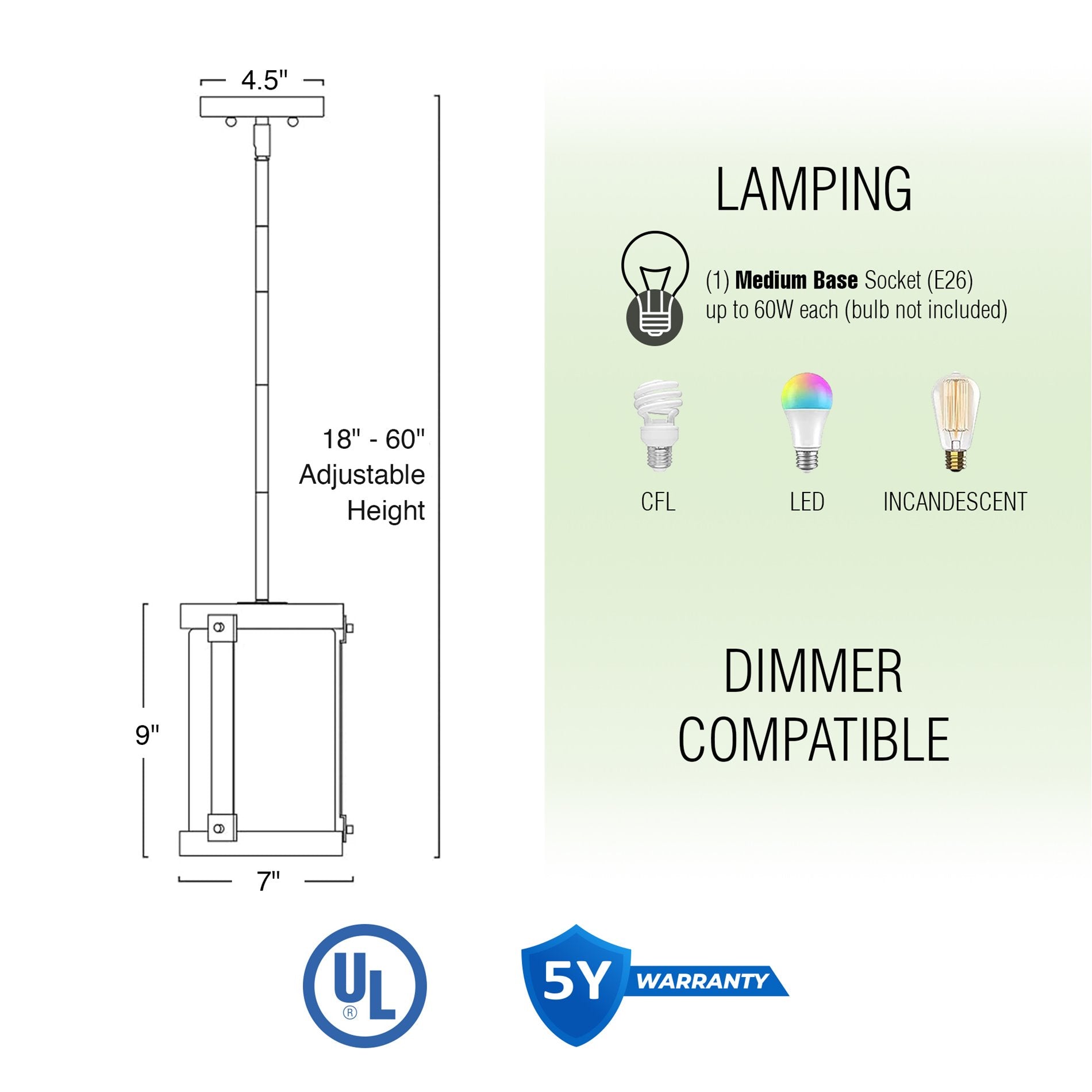 Suspension Hadley 9 style ferme moderne