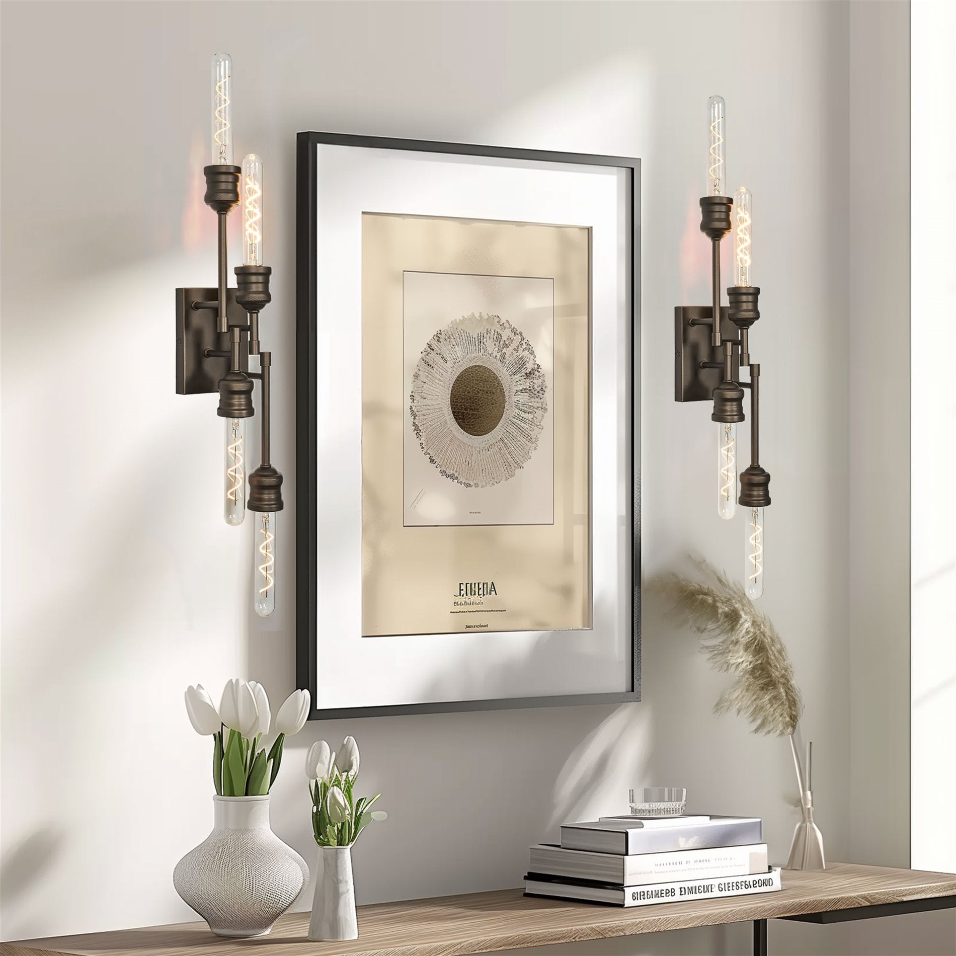 Applique murale linéaire Quattro 19 de style industriel moderne à 4 lumières