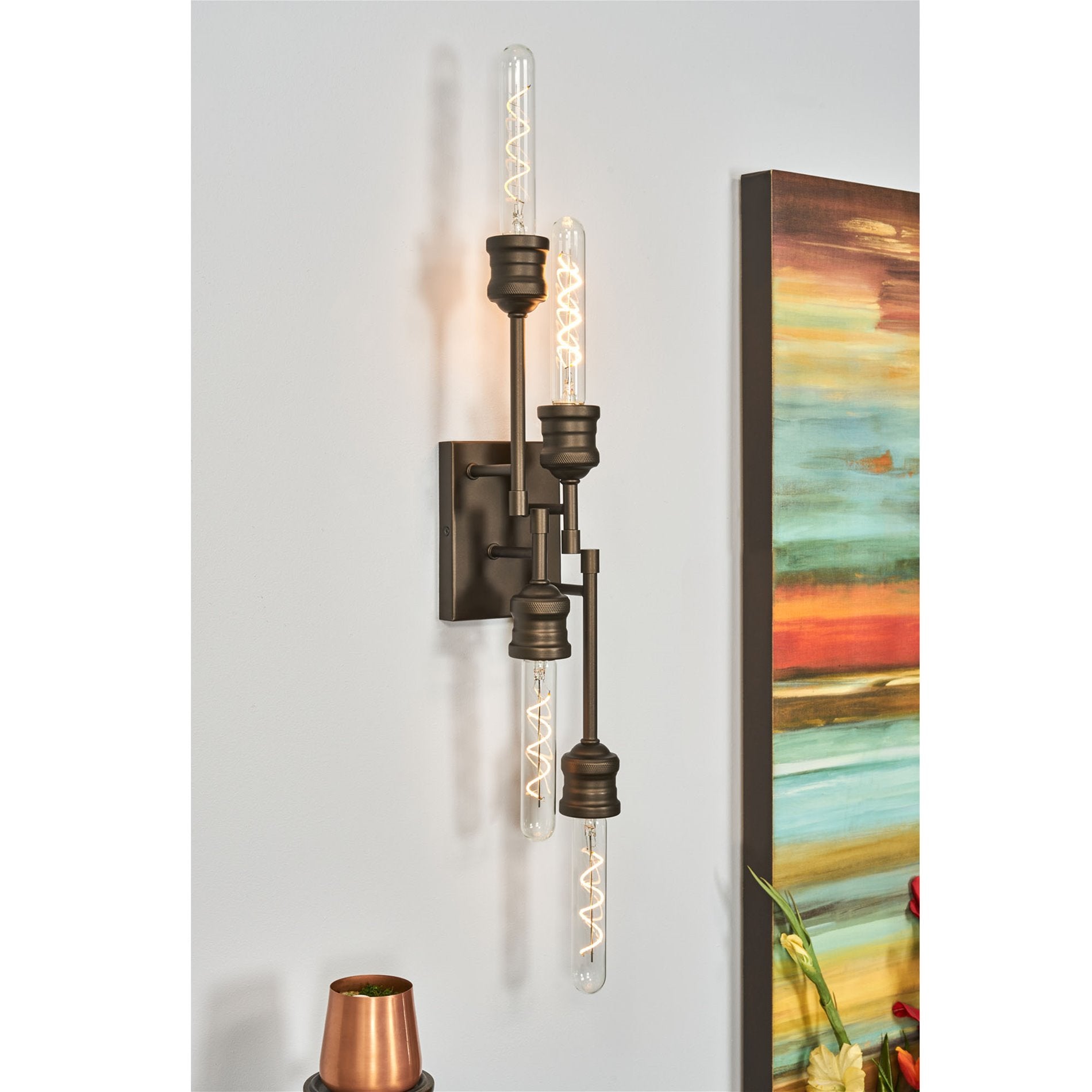 Applique murale linéaire Quattro 19 de style industriel moderne à 4 lumières