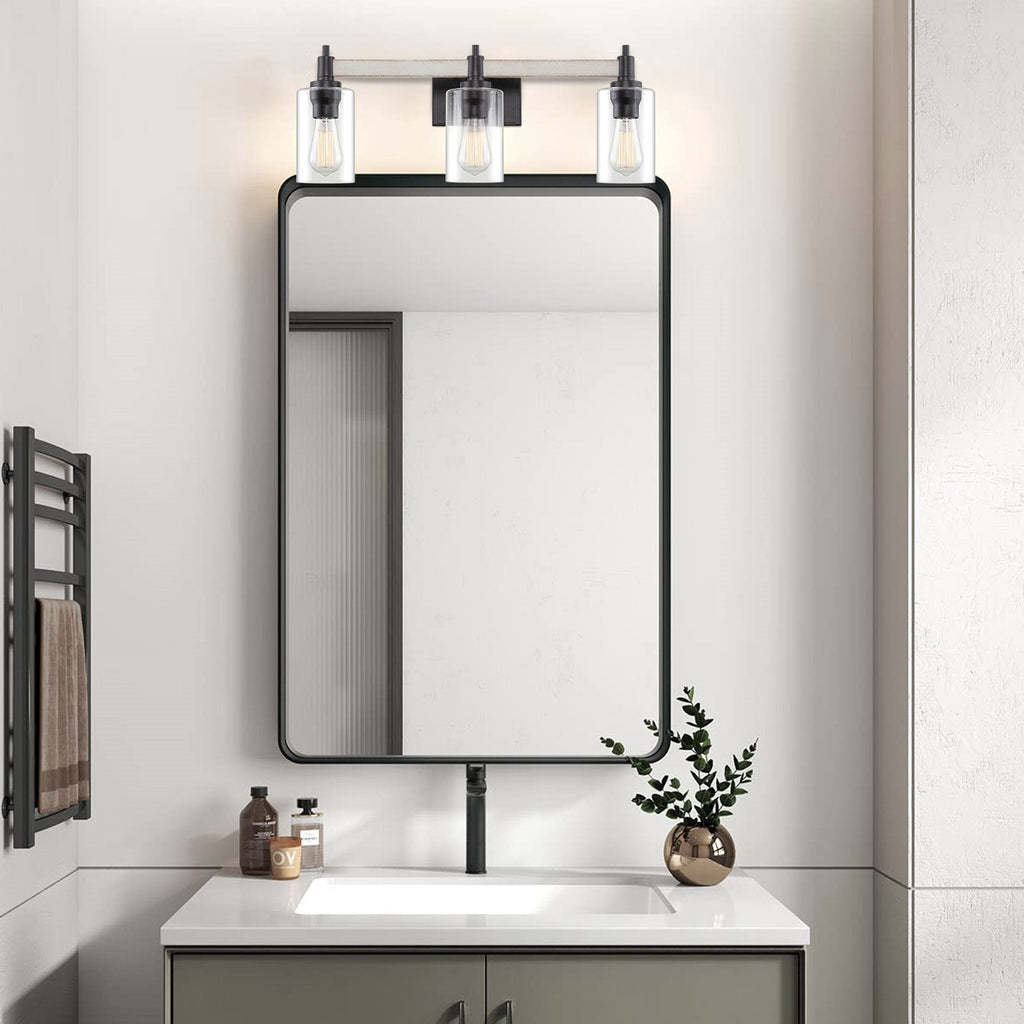 Luminaire Theo 25 à 3 lumières, style ferme moderne, pour salle de bain ou meuble-lavabo.