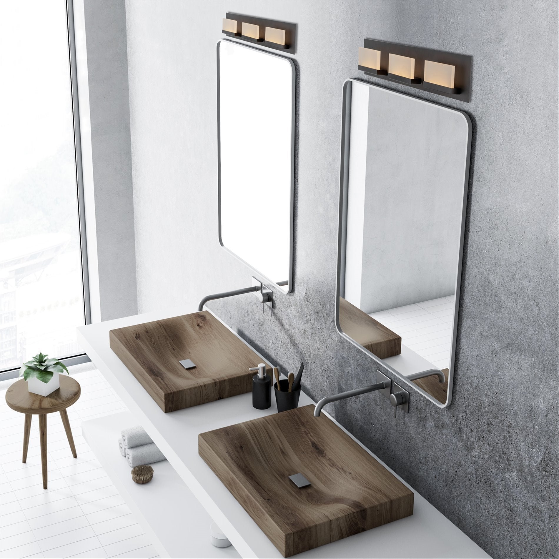 Applique murale moderne Everett 24 à 3 lumières DEL intégrées de 30 W (équivalent 180 W) pour salle de bain/coiffeuse