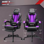 Chaise de jeu BOSSIN style racing, chaise de jeu grande taille supportant jusqu'à 136 kg (300 lbs), dossier haut, chaise d'ordinateur