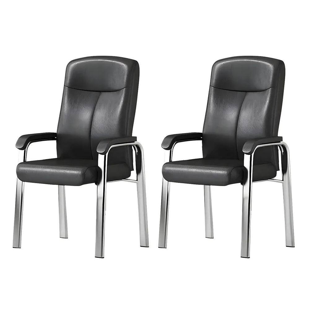 Chaise de bureau moderne HomeyFad en cuir et métal, à 4 pieds et accoudoirs
