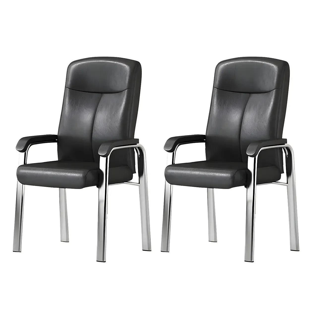 Chaise de bureau moderne HomeyFad en cuir et métal, à 4 pieds et accoudoirs