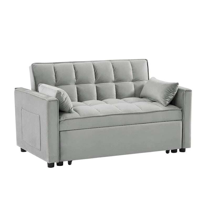 Divano letto 3 in 1 in velluto convertibile con letto estraibile e schienale reclinabile