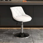 Tabouret de bar pivotant capitonné à losanges, réglable, en cuir PU noir et rouge