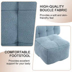 HOMEFUN Poltrona singola moderna trapuntata in Bouclé con pouf