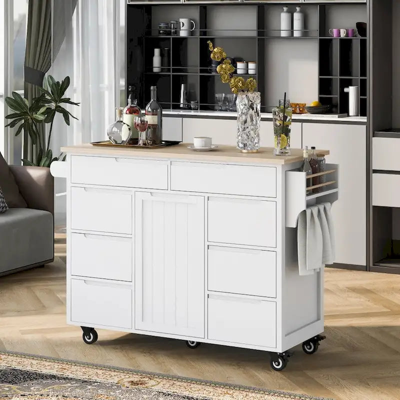 Isola da cucina da 53 pollici L con piano e cassetti - N/A