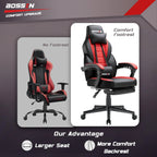 Chaise de jeu BOSSIN style racing, chaise de jeu grande taille supportant jusqu'à 136 kg (300 lbs), dossier haut, chaise d'ordinateur