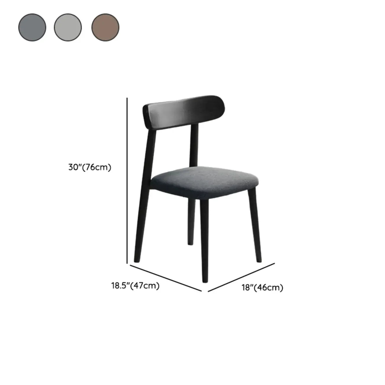 Chaise de salle à manger moderne en cuir sans accoudoirs et dossier bas