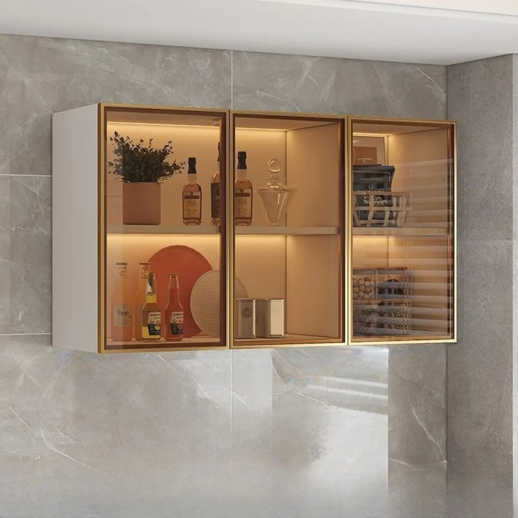 vaisselier mural gris en bois pour cuisine