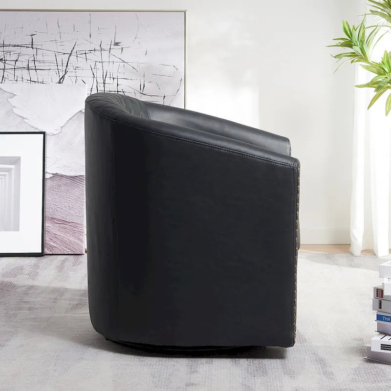 Fauteuil à barillet pivotant en cuir PU touffeté KINWELL 29