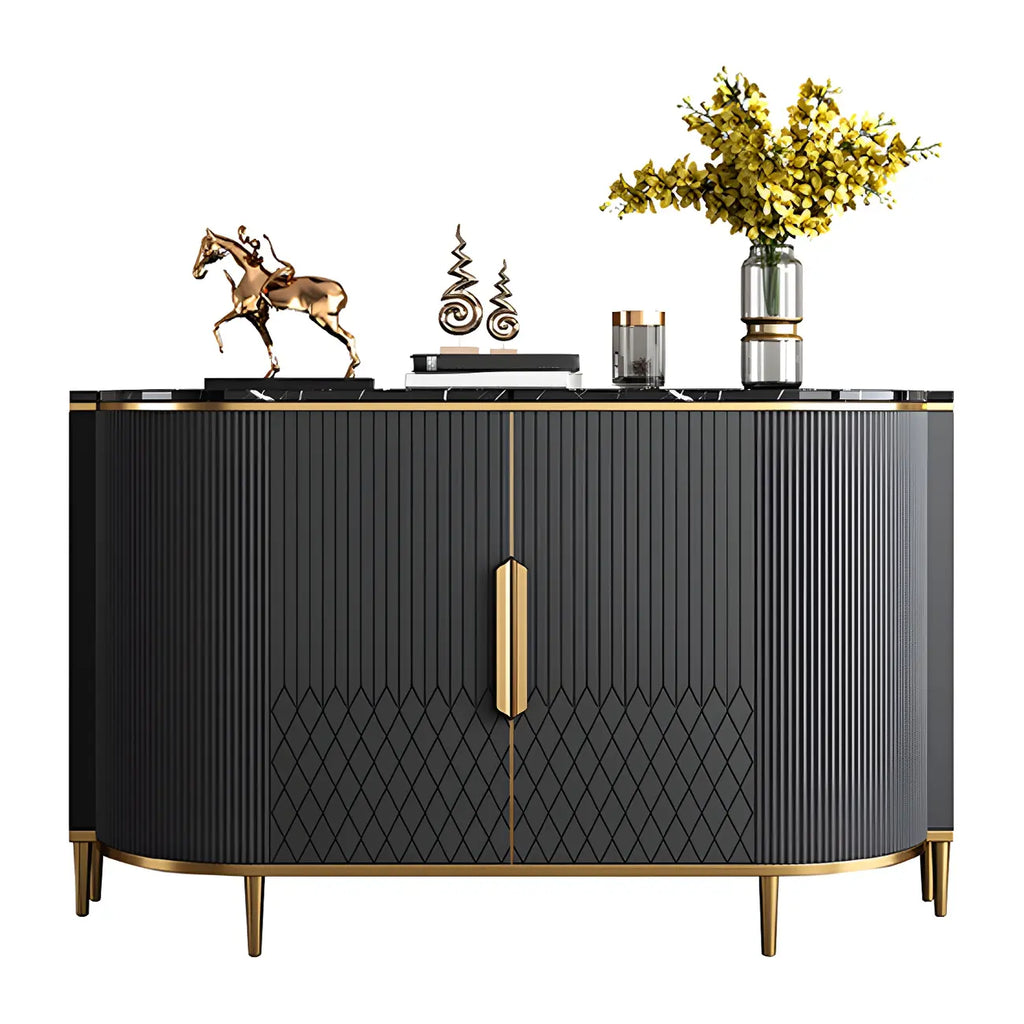 Buffet glamour en marbre gris avec rangement