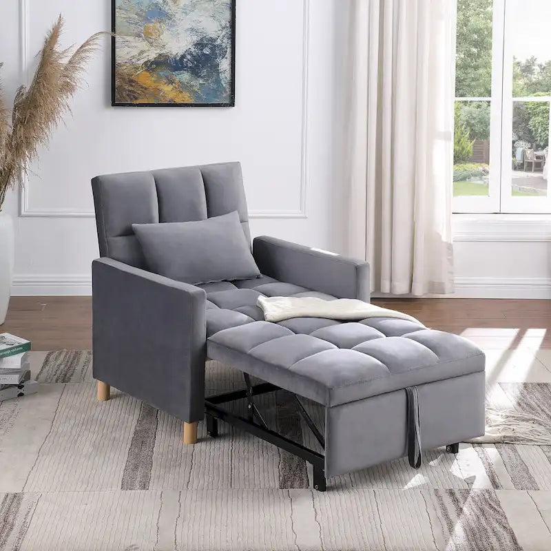Divano letto 3 in 1 convertibile, poltrona e lettino, nero