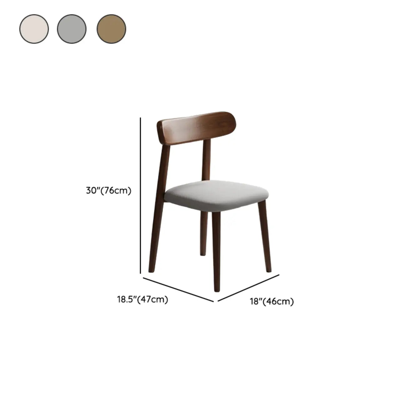Chaise de salle à manger moderne en cuir sans accoudoirs et dossier bas