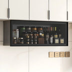 Vitrine de cuisine suspendue en métal gris et verre