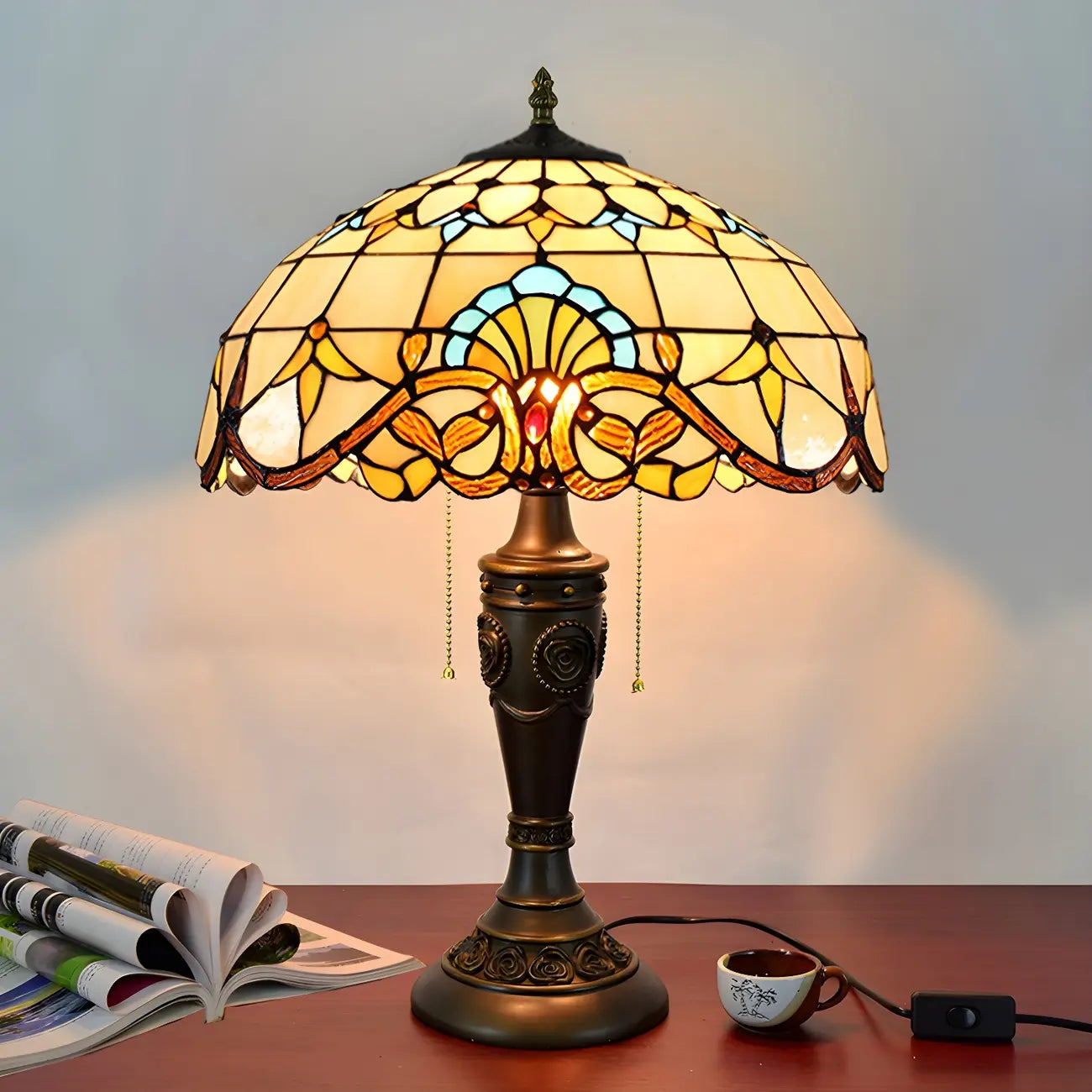 Lampe de table HomeyFad à 2 lumières avec dôme en verre et acier inoxydable de style vintage