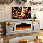 Meuble TV Bossin 70 avec cheminée électrique 36 pouces, compatible avec les téléviseurs jusqu'à 80 pouces, éclairage LED 16 couleurs/centre multimédia