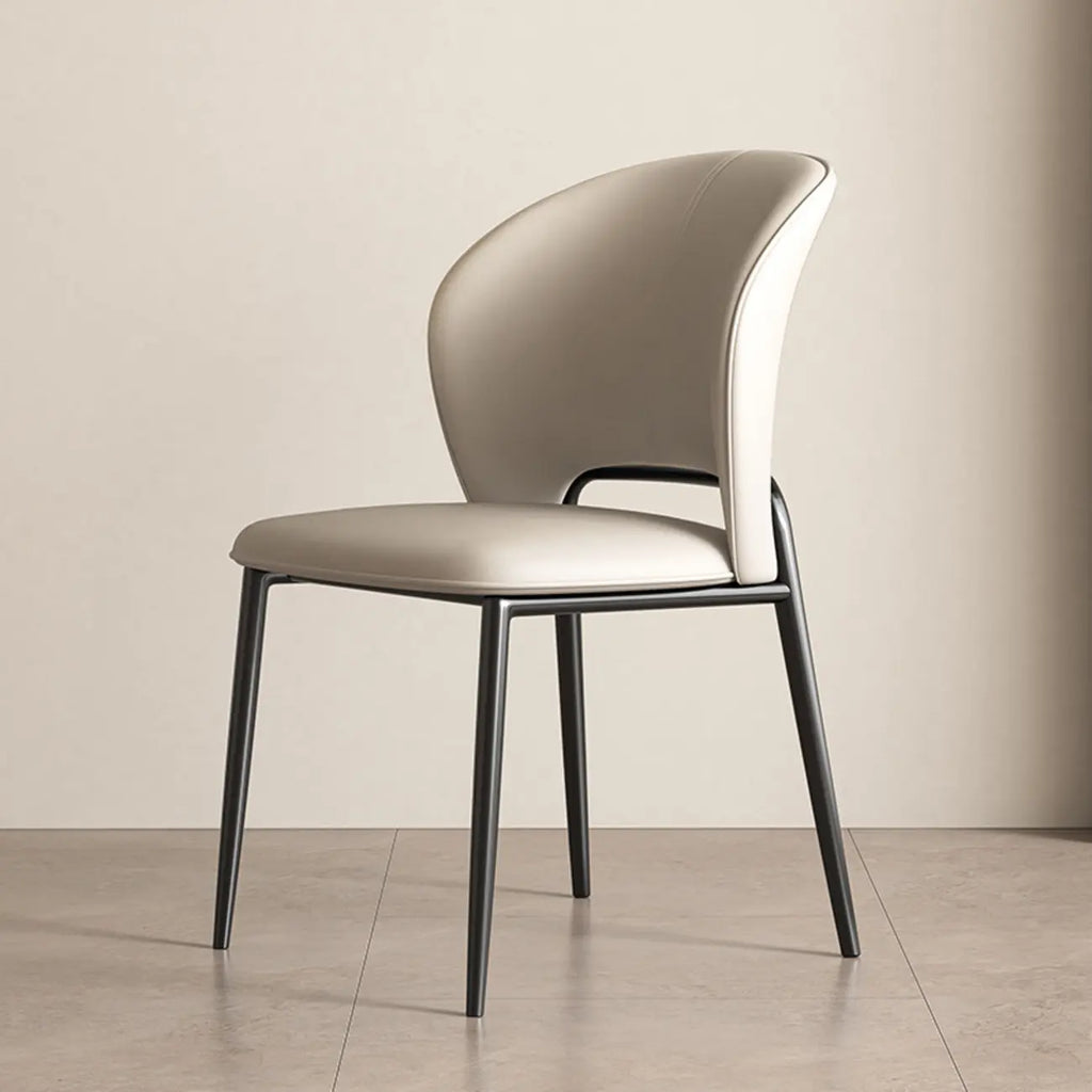 Chaise de salle à manger moderne en similicuir à dossier bas incurvé