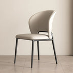Chaise de salle à manger moderne en similicuir à dossier bas incurvé
