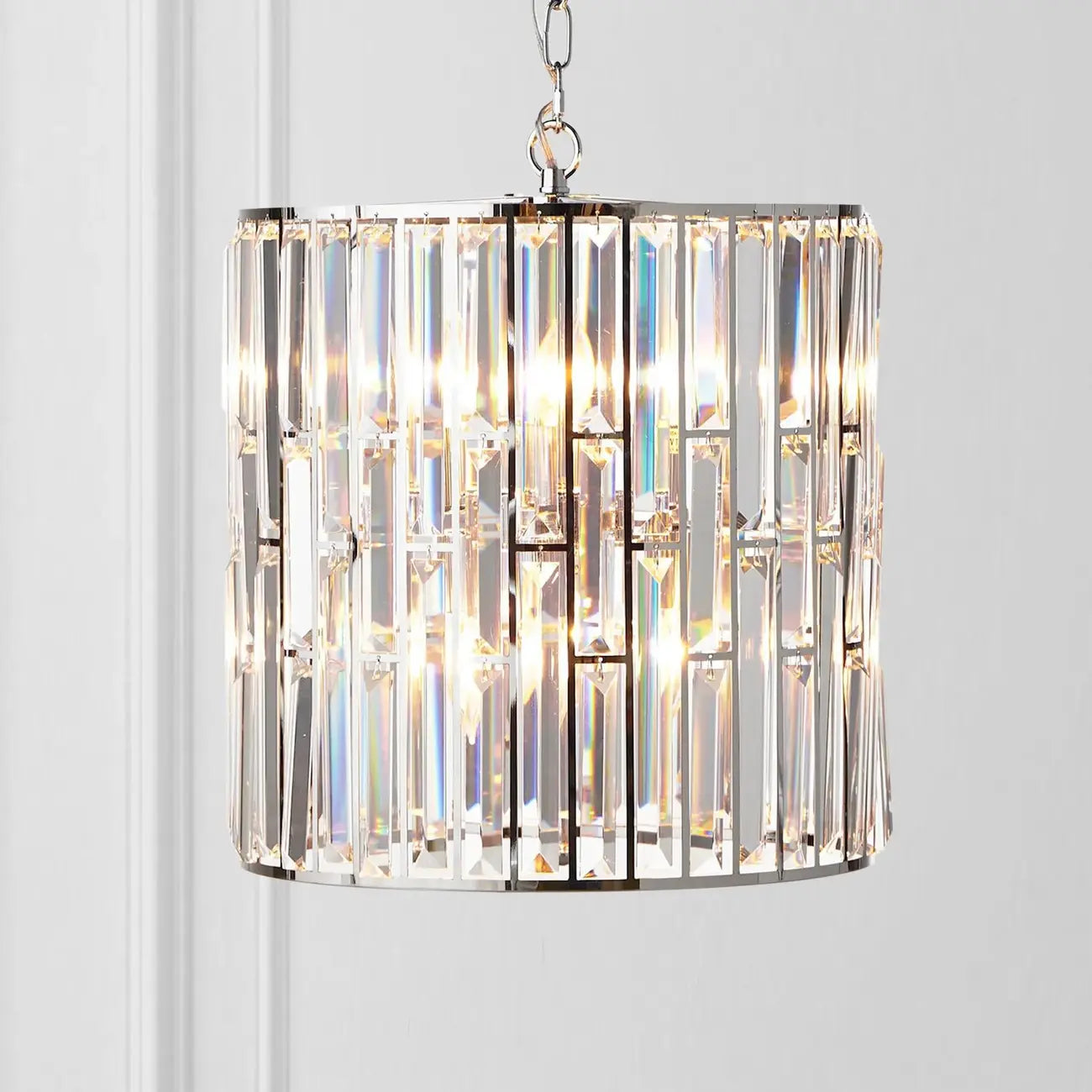 Suspension moderne en verre cristal tambour