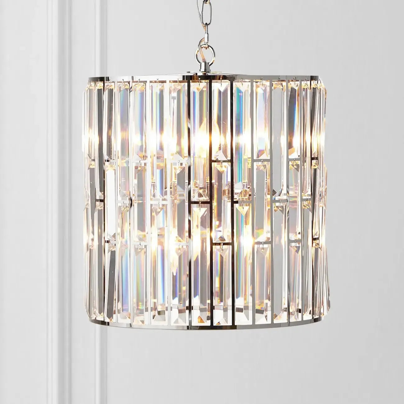 Suspension moderne en verre cristal tambour