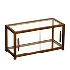 Élégante vitrine de table en bois avec portes coulissantes