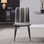 Chaise de salle à manger moderne sans accoudoirs, en similicuir gris et pieds en métal