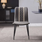 Chaise de salle à manger moderne sans accoudoirs, en similicuir gris et pieds en métal