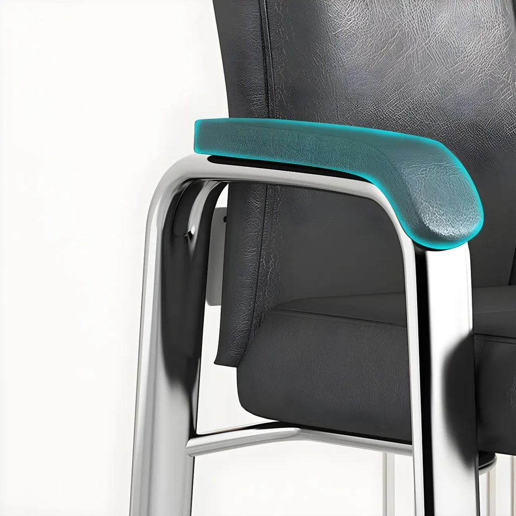 Chaise de bureau moderne HomeyFad en cuir et métal, à 4 pieds et accoudoirs